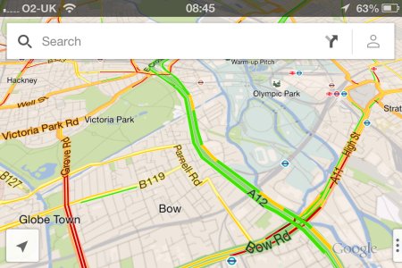 Google Maps iOS App - Map view with traffic