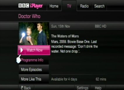 BBC iPlayer channel on the Wii