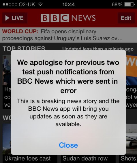 BBC News Push Alert Apology