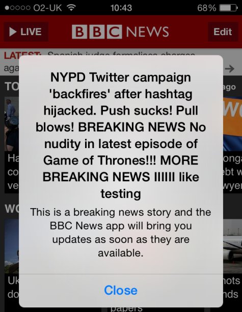 BBC News Push Alert Fail - 25 June 2014