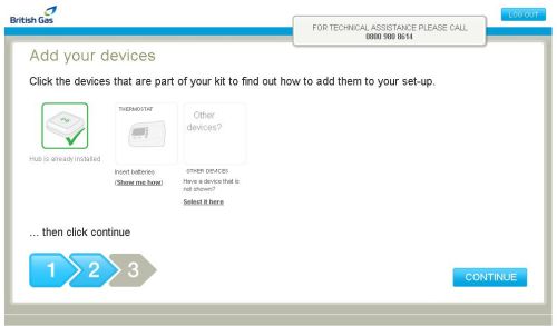 Remote Heating Control Setup Screen 2