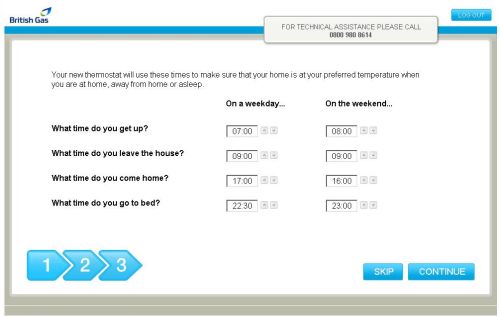 Remote Heating Control Setup Screen 3