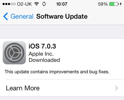 iOS 7.0.3 - Update in progress