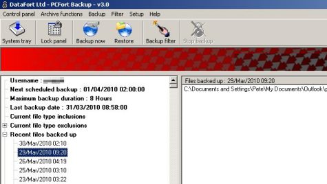 PCFort Backup screenshot