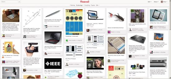 Screenshot of Pinterest