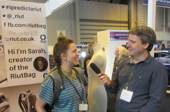 Pete interviewing Sarah from Riutbag at Gadget Show Live